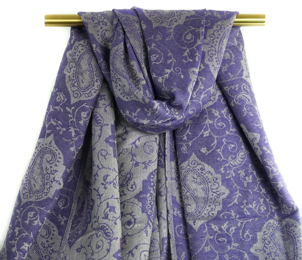 Lavender Royal Paisley Pashmina Scarf Bohemian Shawl