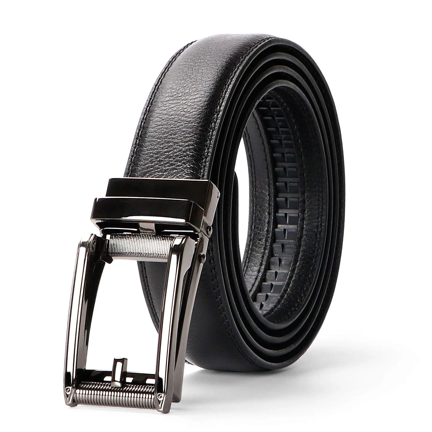 Leather Ratchet Dress Belt for Men Perfect Fit Waist Size Up to 44" with Automatic Buckle