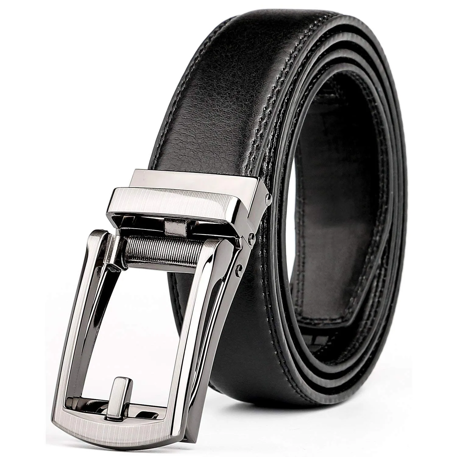 Leather Ratchet Dress Belt for Men Perfect Fit Waist Size Up to 44" with Automatic Buckle
