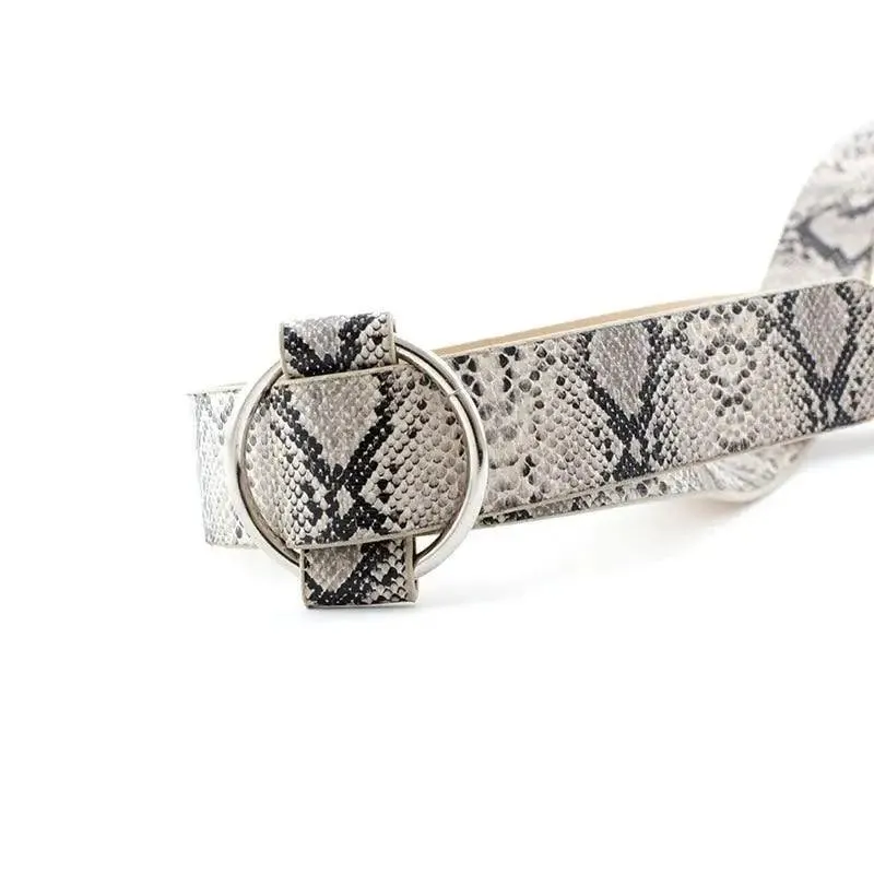 Leopard PU Leather Pattern 105cm Round Buckle Belt Women Trendy Dress Cute Classic Belts