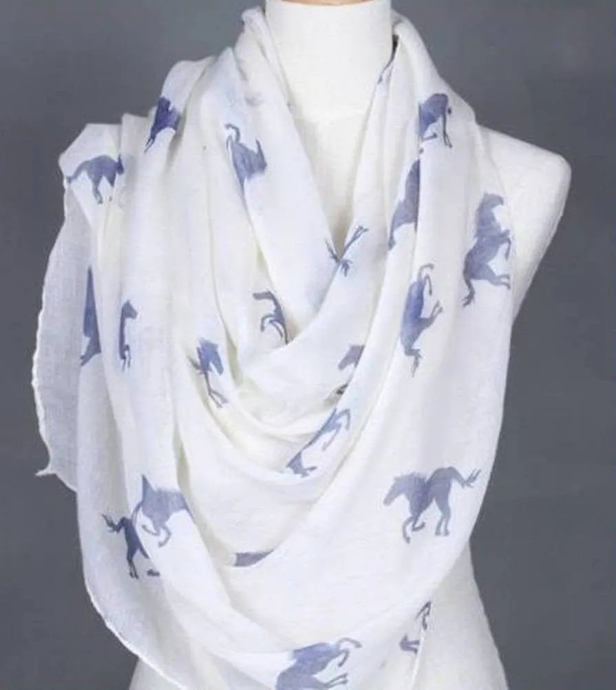 Lightweight Running Horse Grey and Black Scarf