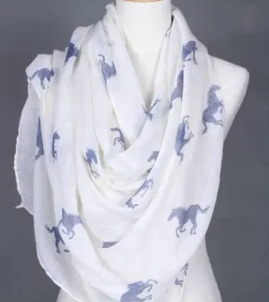 Lightweight Running Horse Grey and Black Scarf