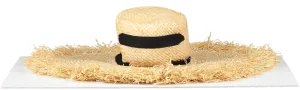 Lola Beige Alpargatas Fringed Edge Straw Hat One Size