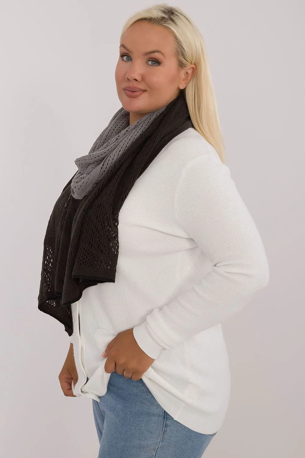 Long openwork scarf shawl