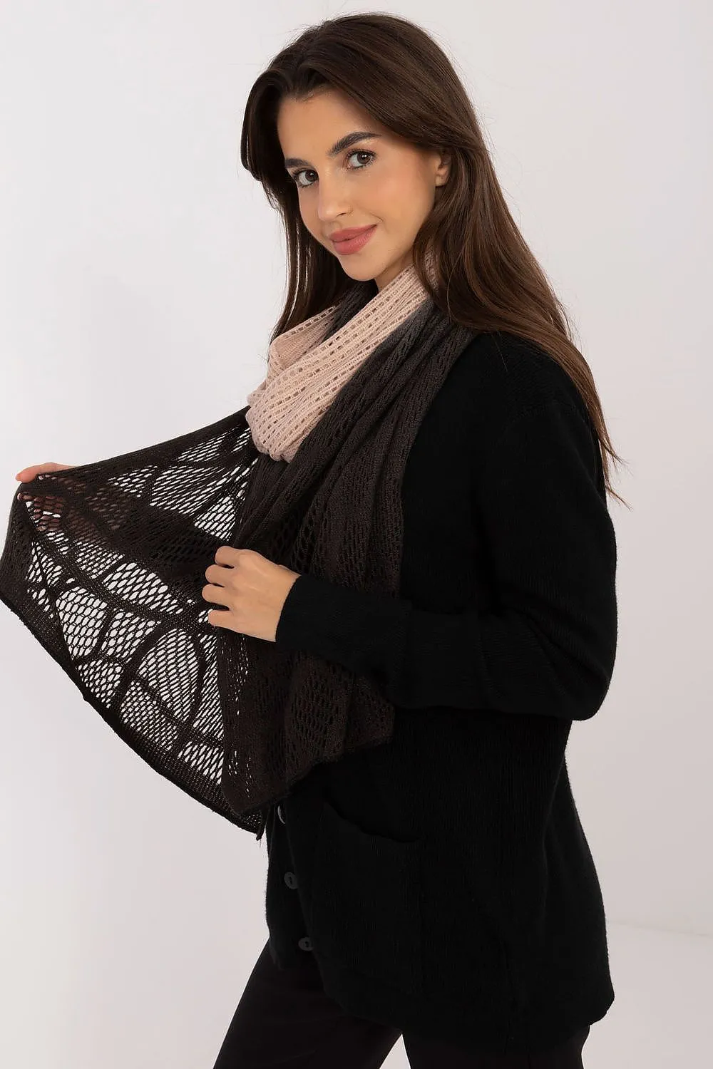 Long openwork scarf shawl