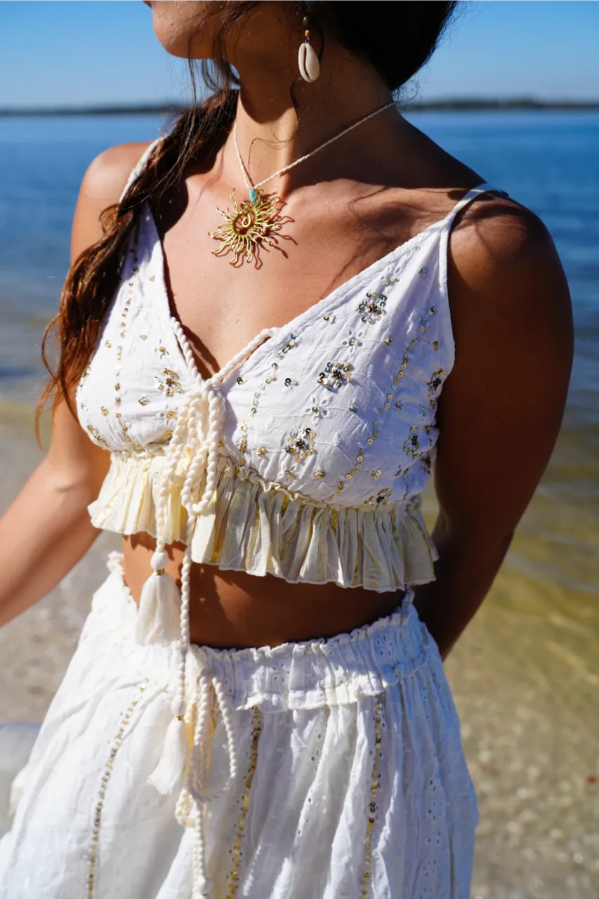 Love Skirt   Top Set | Boho Lace & Embroidered Two-Piece Outfit