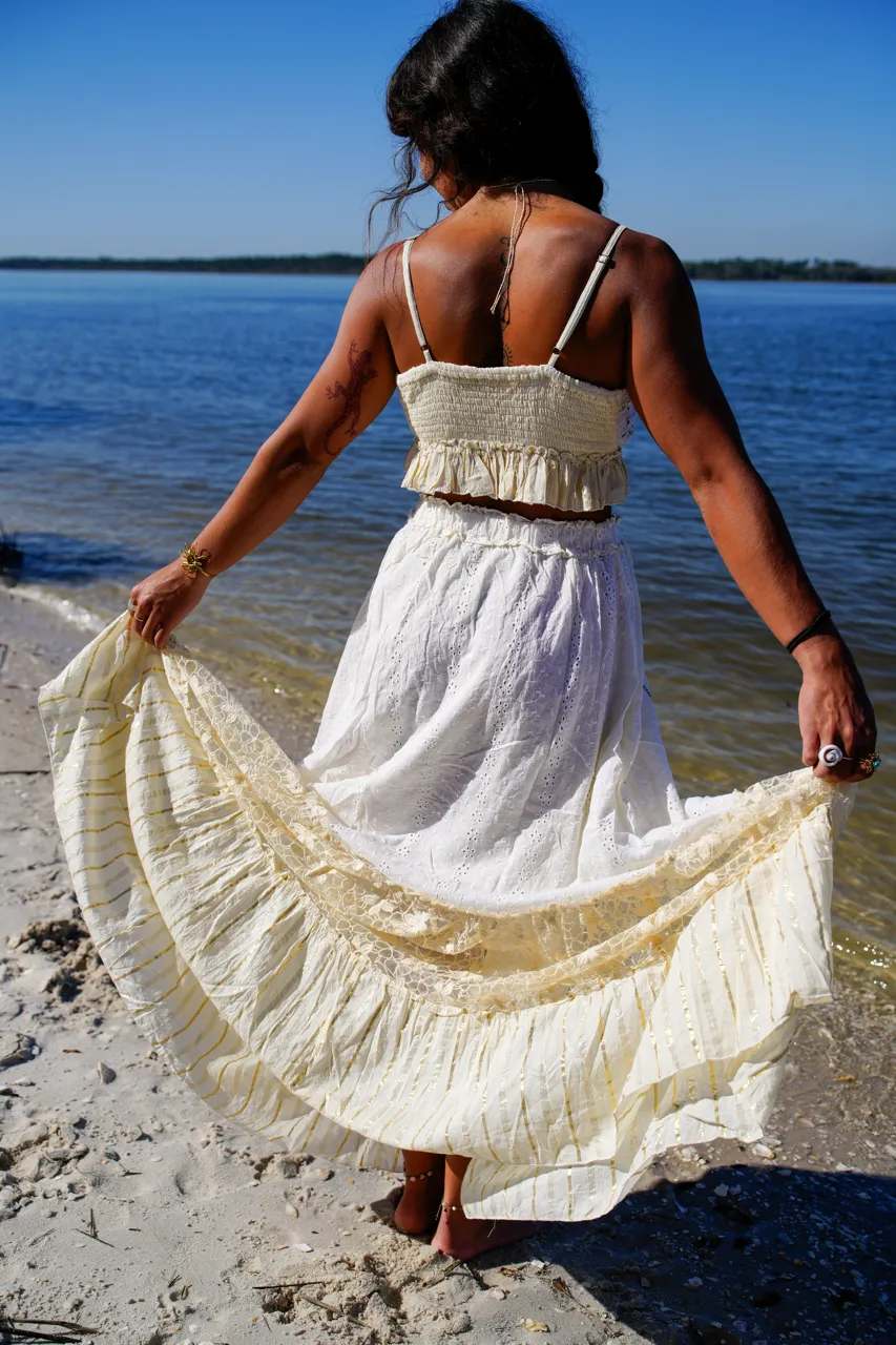Love Skirt   Top Set | Boho Lace & Embroidered Two-Piece Outfit