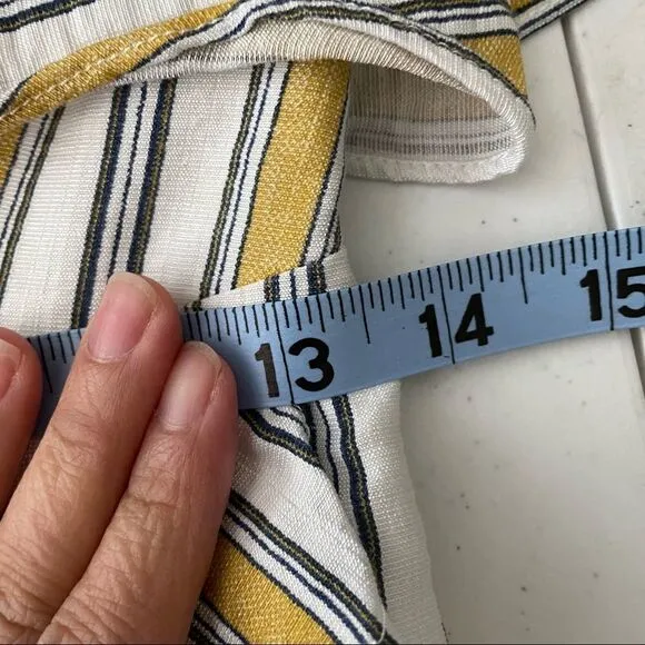 LULU’s  High Tide Yellow White Striped One Shoulder Ruffled Midi Dress sz small