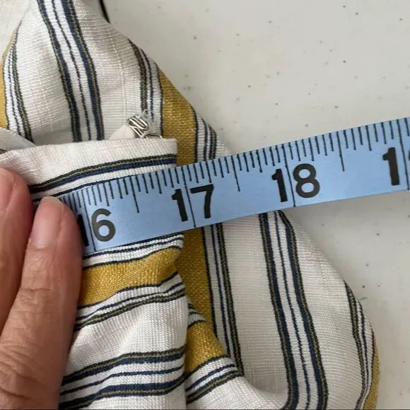 LULU’s  High Tide Yellow White Striped One Shoulder Ruffled Midi Dress sz small