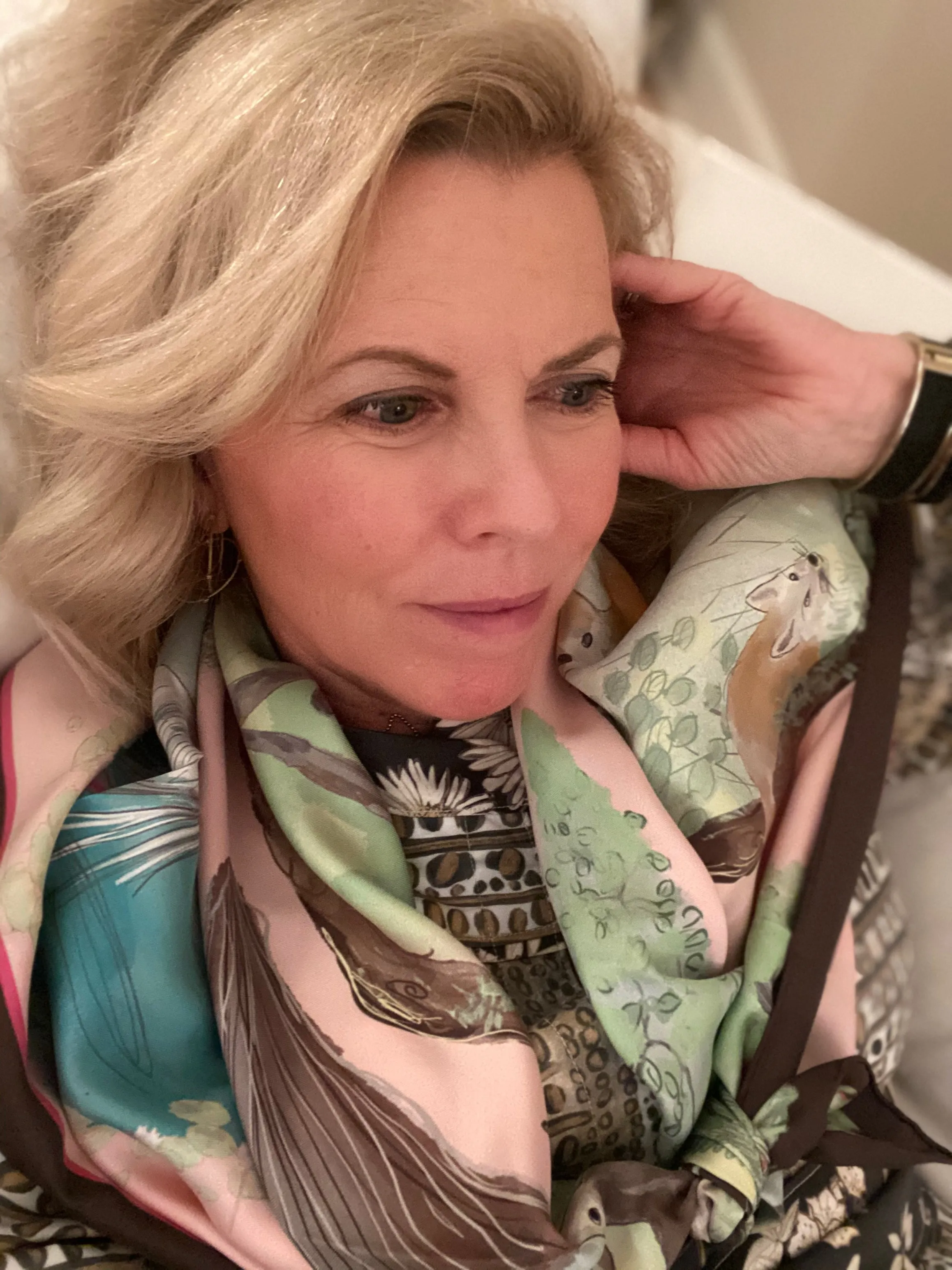 Luxe Silk Twill Scarf- Low Country Animals