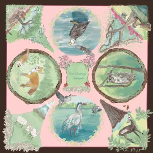 Luxe Silk Twill Scarf- Low Country Animals