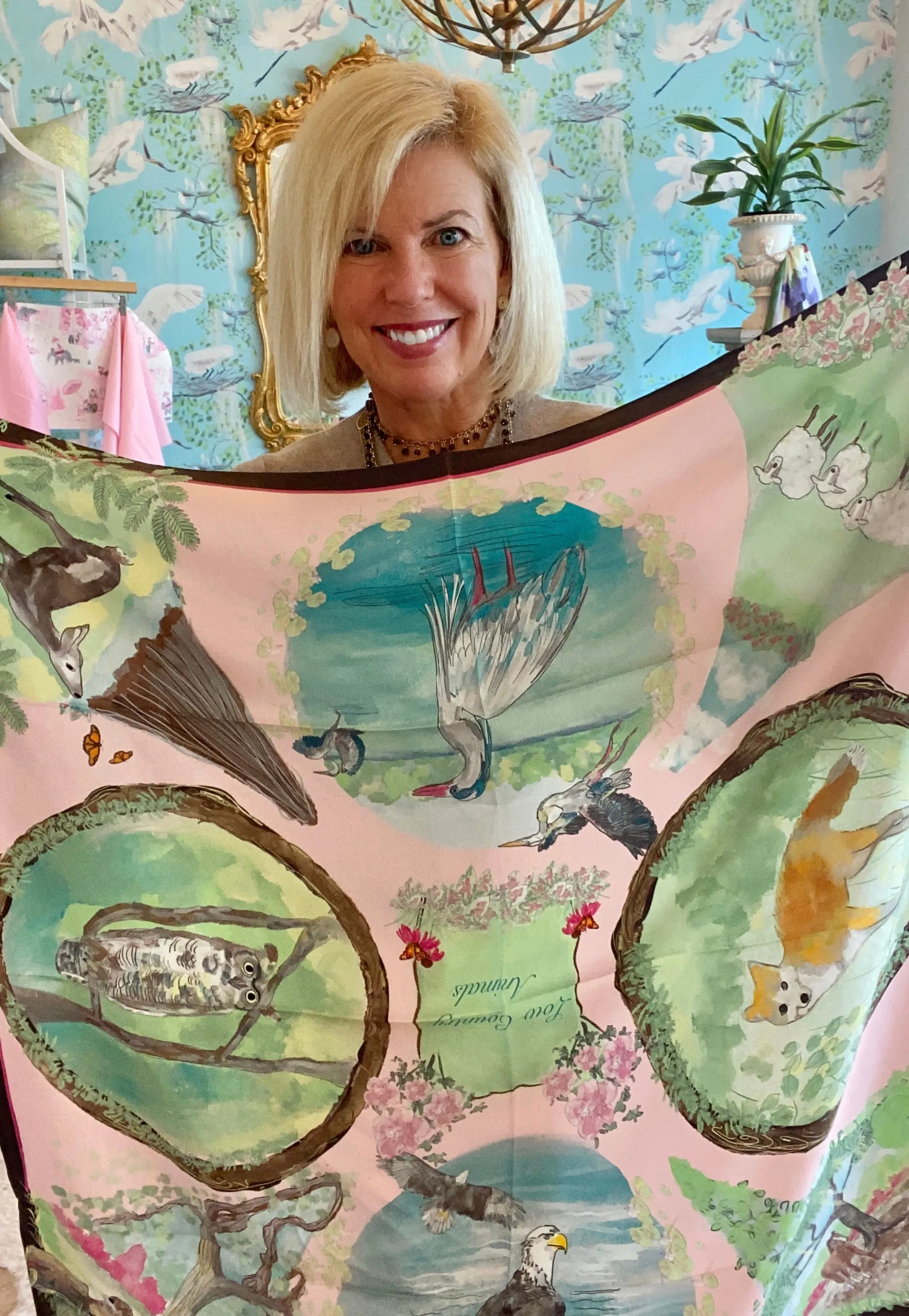 Luxe Silk Twill Scarf- Low Country Animals