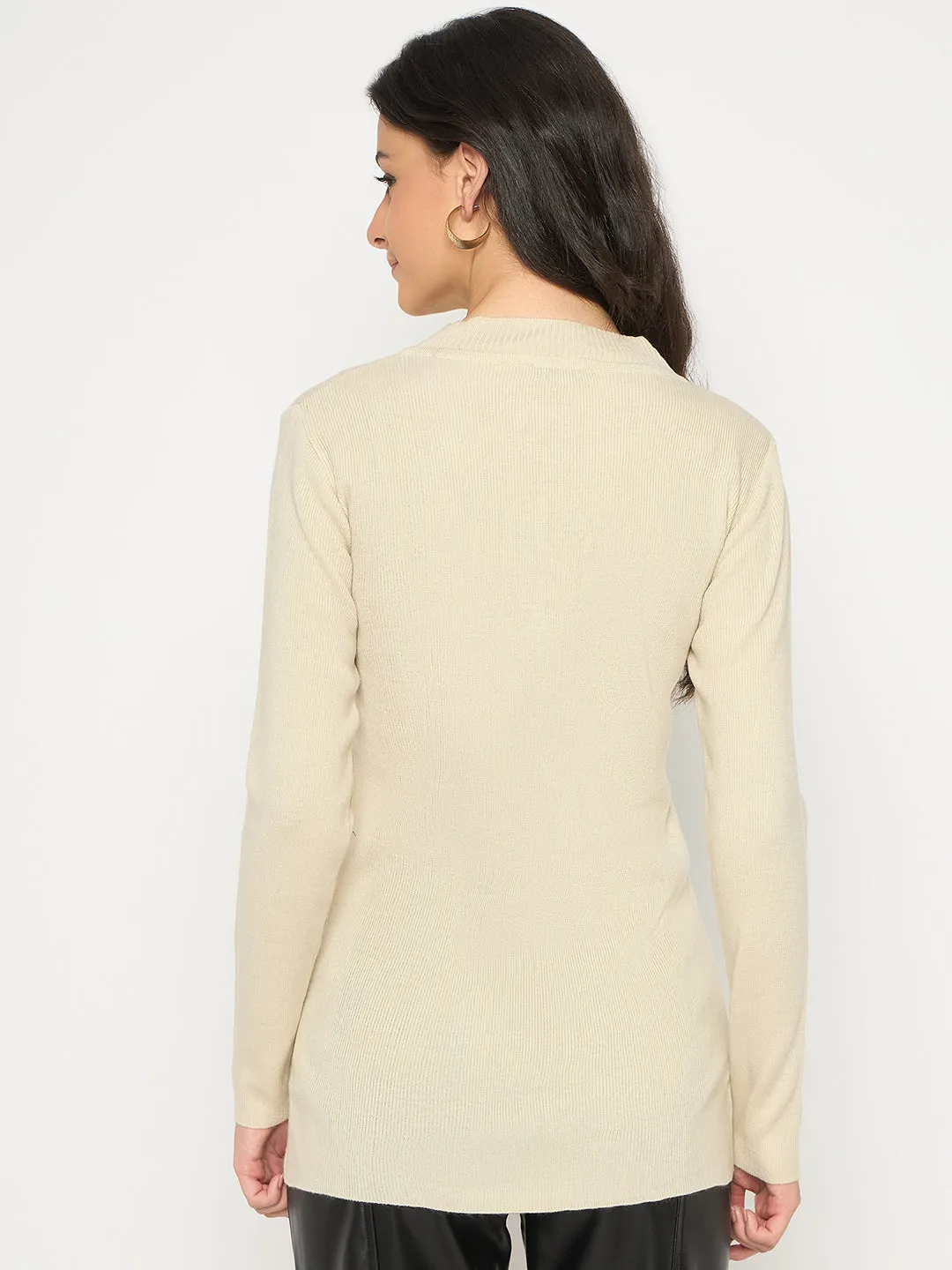 Madame Mock Neck Solid Beige Skeeve
