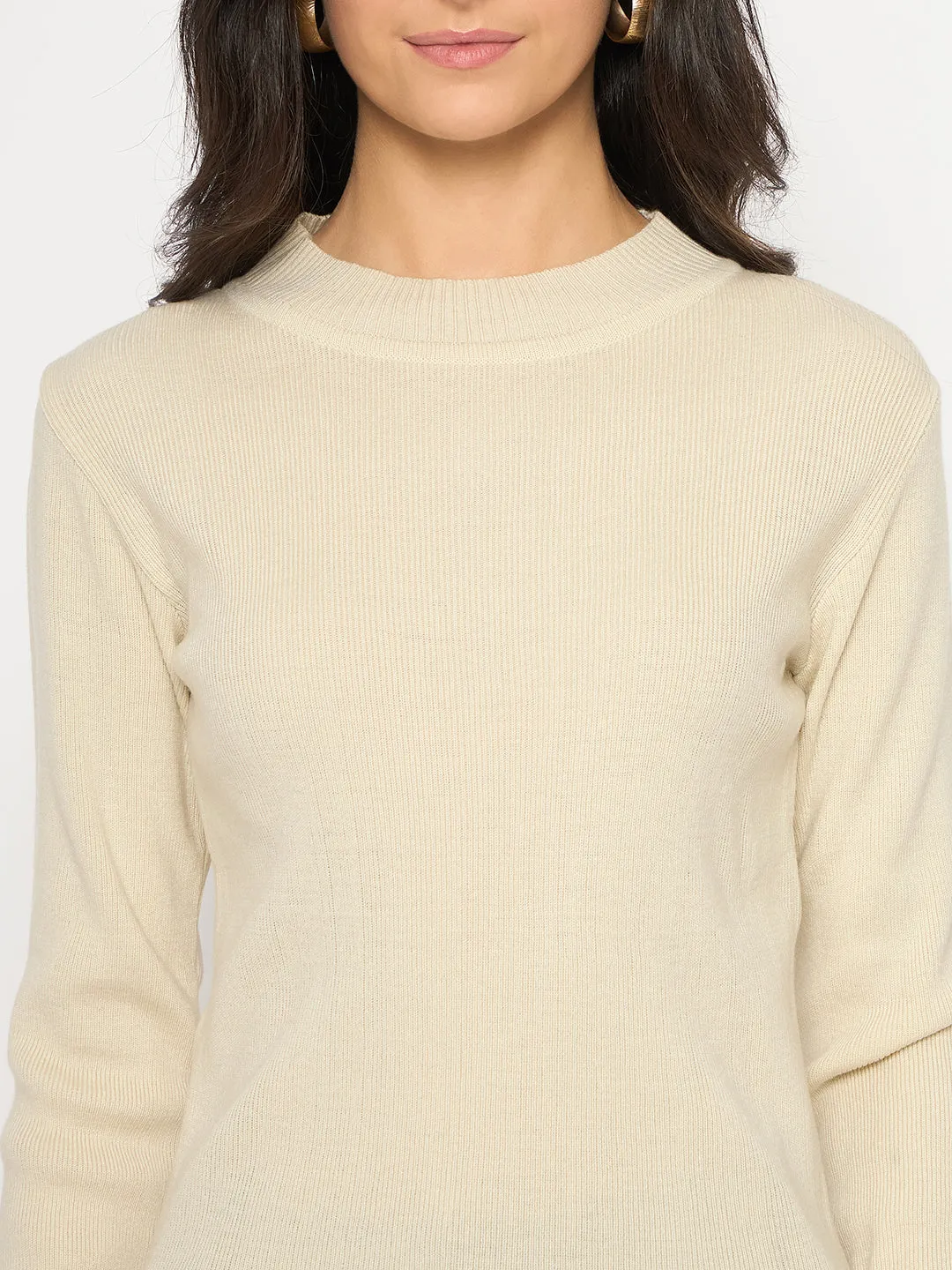 Madame Mock Neck Solid Beige Skeeve