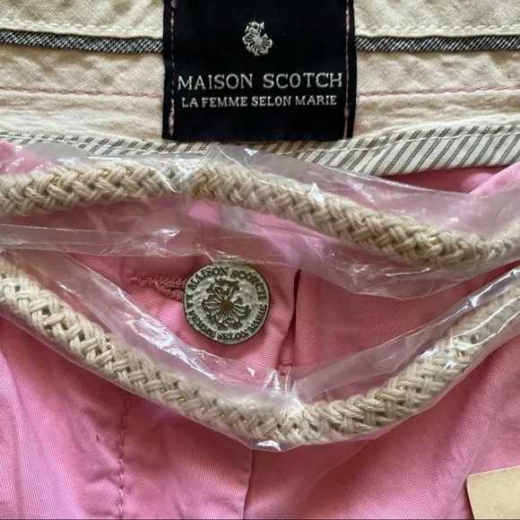 Madison Scotch of Scotch &amp; Soda Pink Low Rise Mini Shorts w/Rope Belt NWT Sz.27