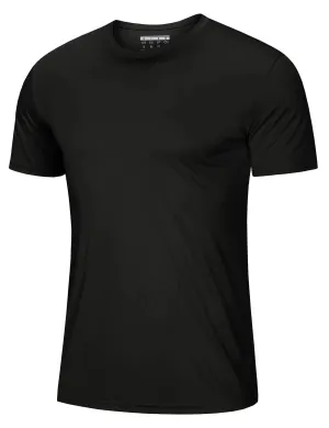 MAGCOMSEN Men's Athletic Short Sleeve Summer T-Shirt - Dry Fit & Ultra Lightweight with UV Protection, Black, US Medium