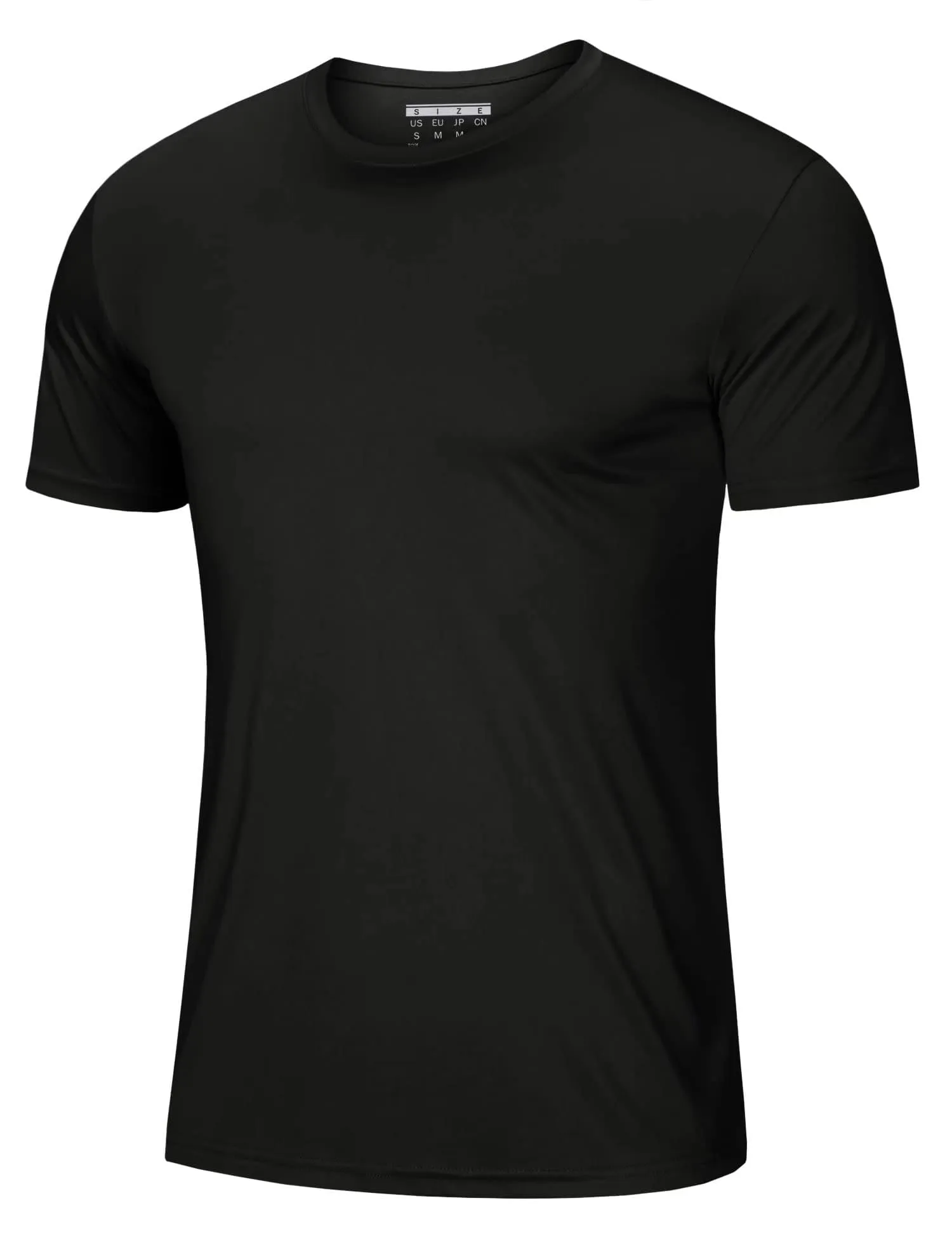 MAGCOMSEN Men's Athletic Short Sleeve Summer T-Shirt - Dry Fit & Ultra Lightweight with UV Protection, Black, US Medium