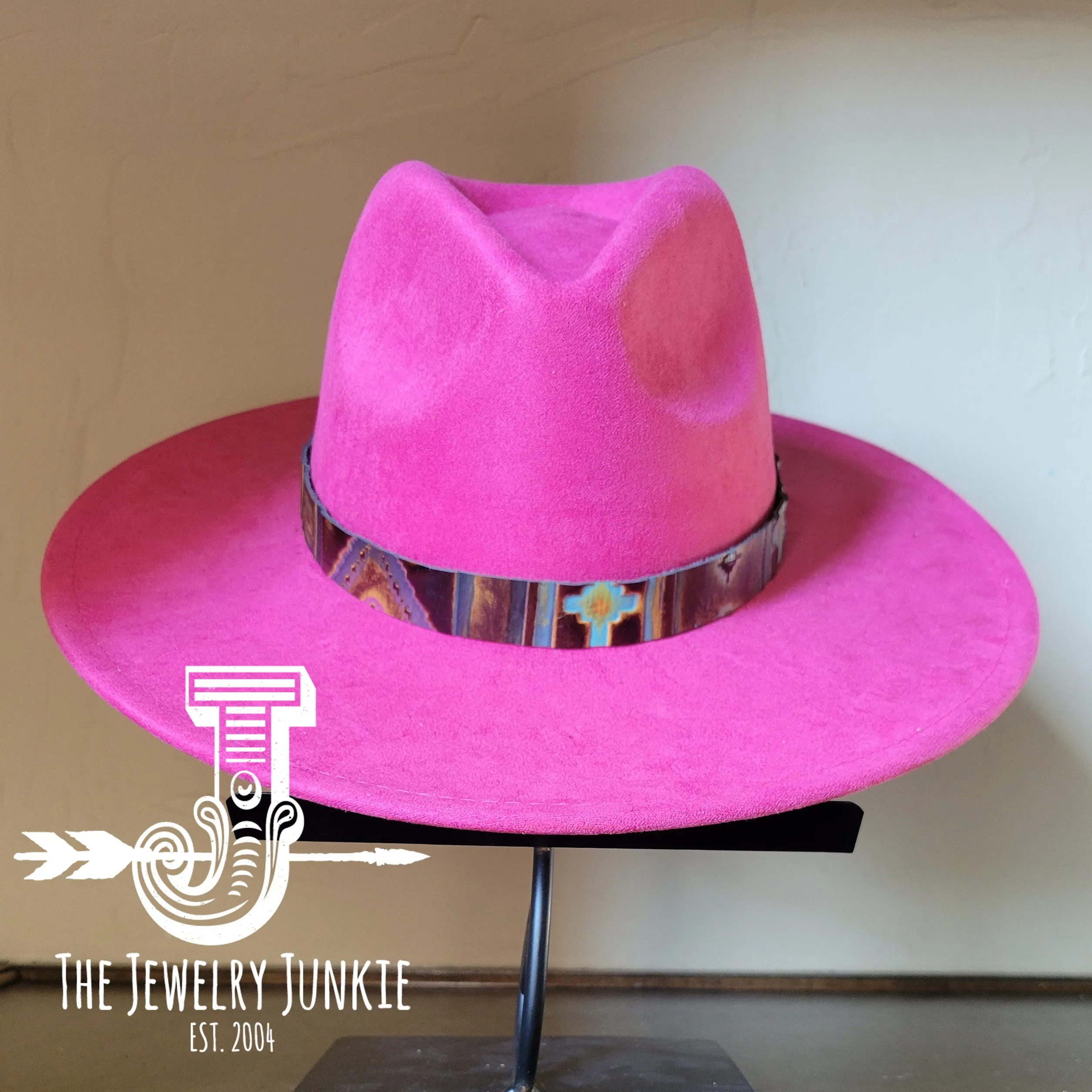 Magenta Navajo Western Leather Band w/ Choice of Boho Hat 985c