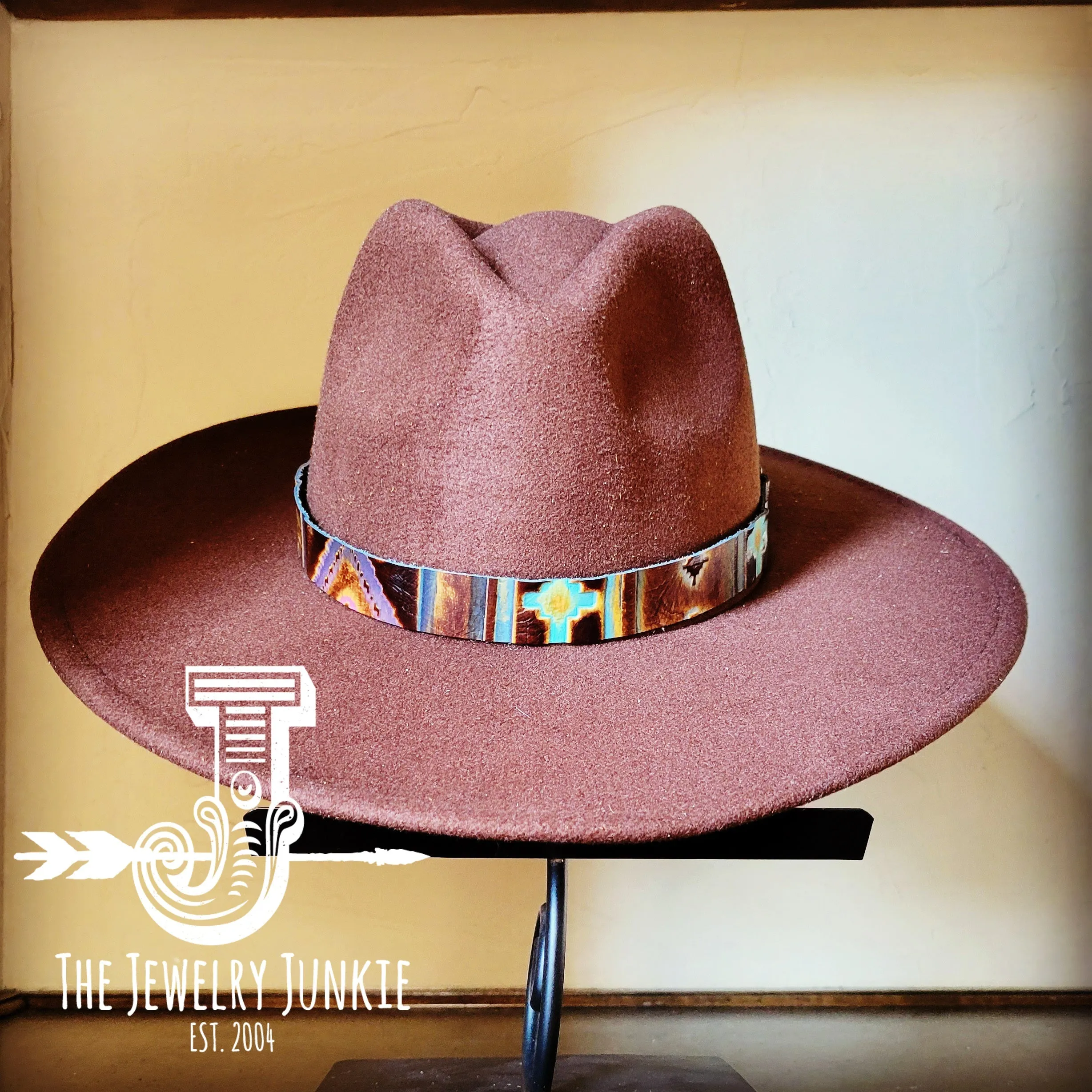 Magenta Navajo Western Leather Band w/ Choice of Boho Hat 985c