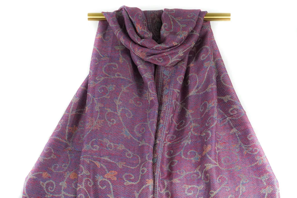 Magenta Paisley Vines Pashmina Scarf Bohemian Shawl