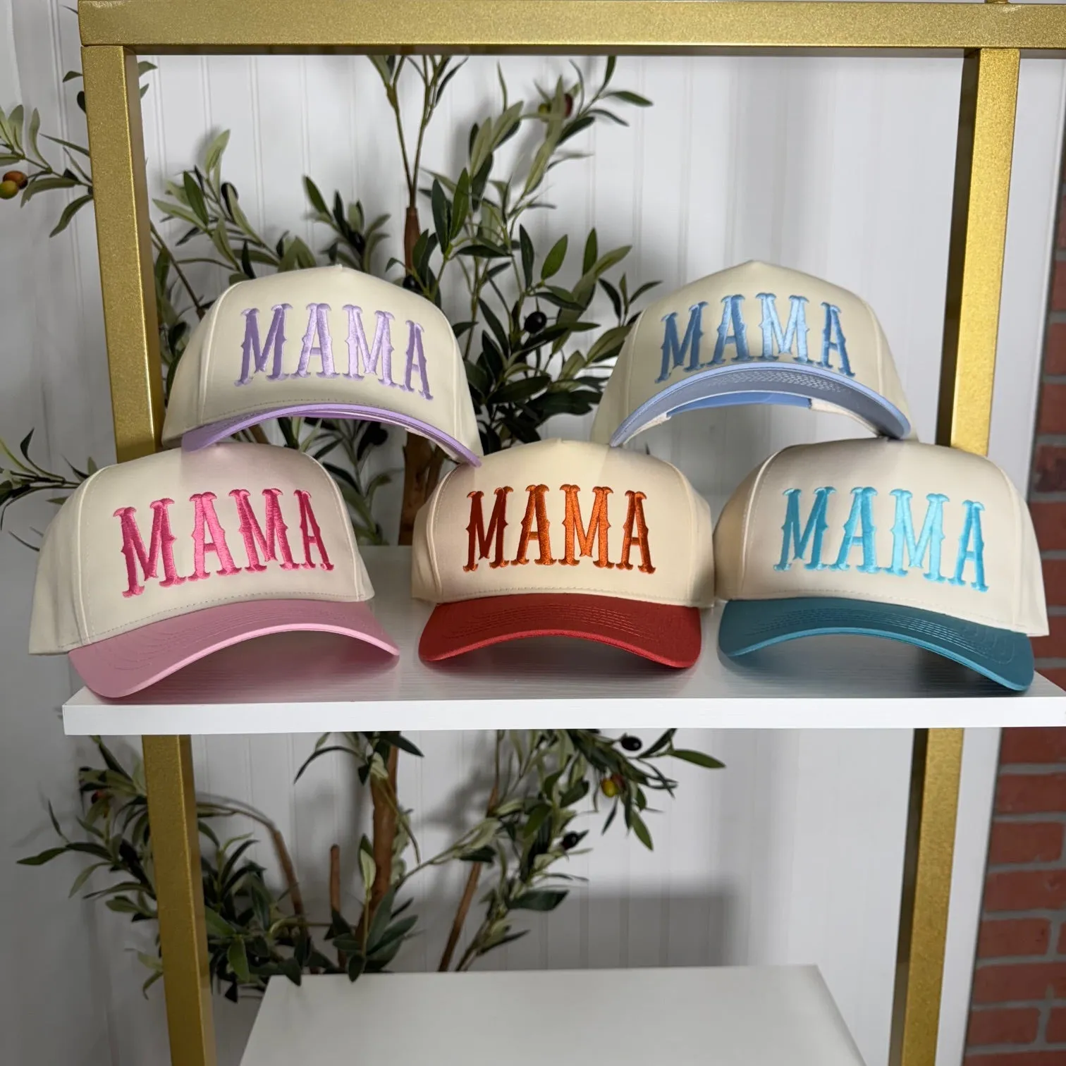 Mama Arched 5-Panel Two-Tone Spring Embroidered Baseball Cap