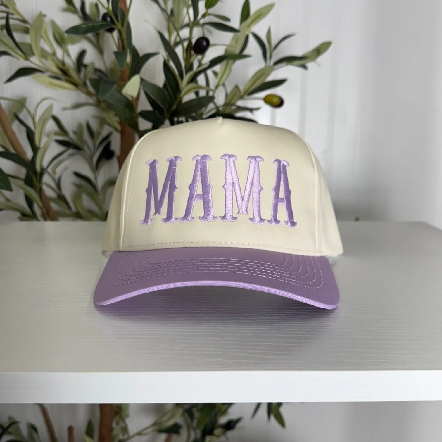 Mama Arched 5-Panel Two-Tone Spring Embroidered Baseball Cap