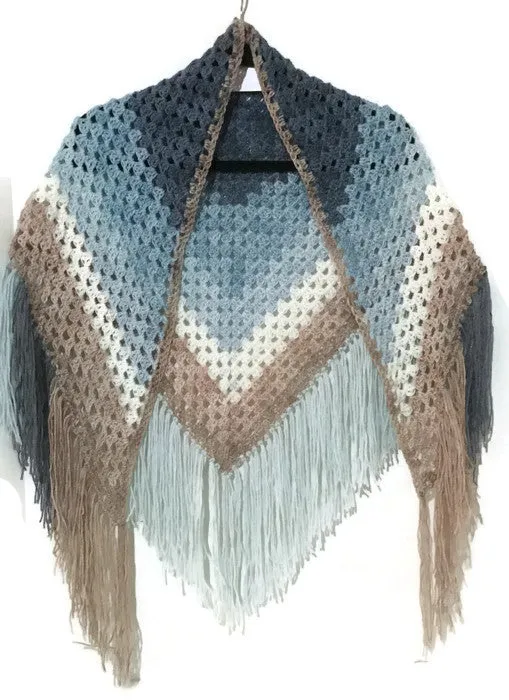 Mandala shawl, crochet shawl, boho chic style, handmade shawl, The bouquet of flowers shawl