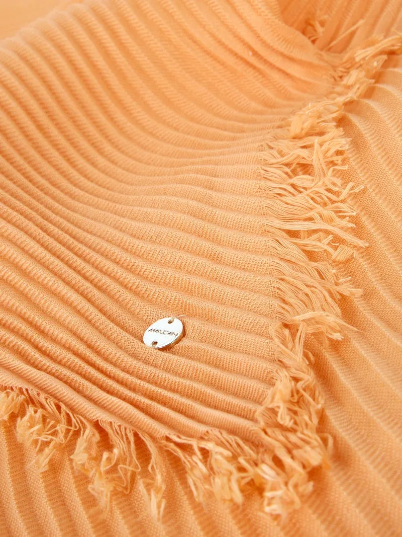 Marc Cain Orange Pleated Scarf