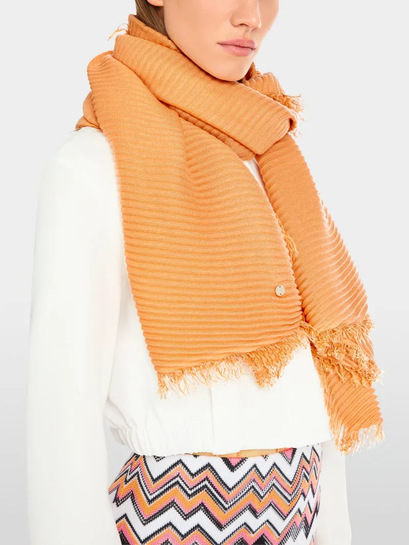 Marc Cain Orange Pleated Scarf