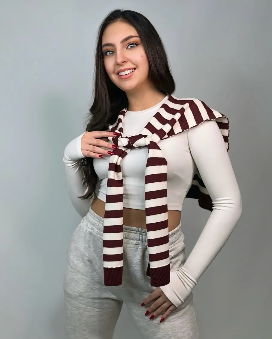 Maroon Stripped Scarf