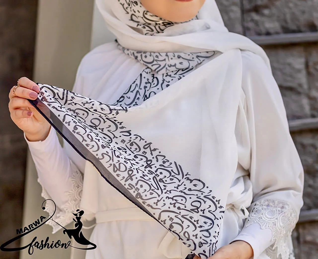 Marwa Fashion Muslim Hijab for Women - Premium Quality Hijab Scarves for Women Made up of Crepe with Arabic Writing - Sweat Absorbent and can be Used on Every Occasion