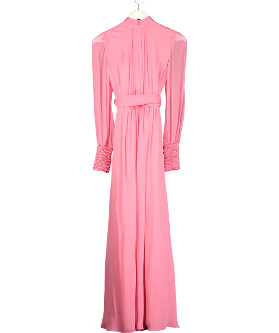 ME EM Pink Silk Full-length Dress With Belt UK 6