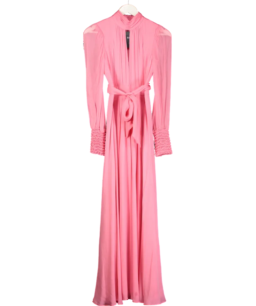 ME EM Pink Silk Full-length Dress With Belt UK 6