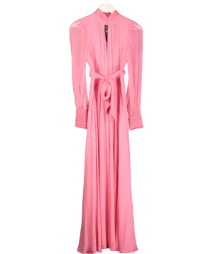ME EM Pink Silk Full-length Dress With Belt UK 6