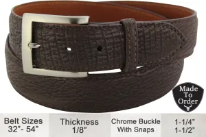 Men's Brown Shark Designer Full Grain Leather Belt **Made To Order Allow 5 To 6 Weeks To Ship