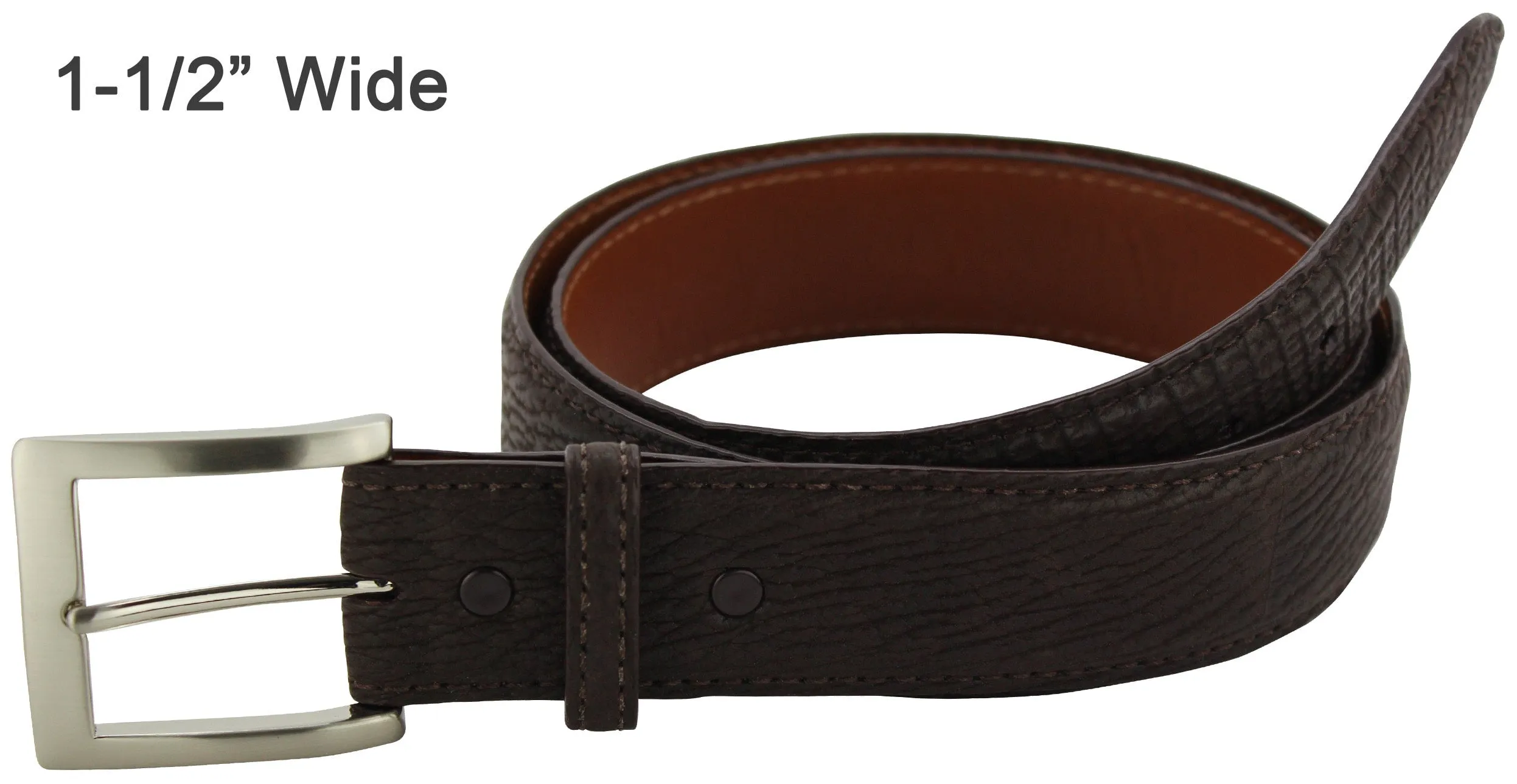 Men's Brown Shark Designer Full Grain Leather Belt **Made To Order Allow 5 To 6 Weeks To Ship