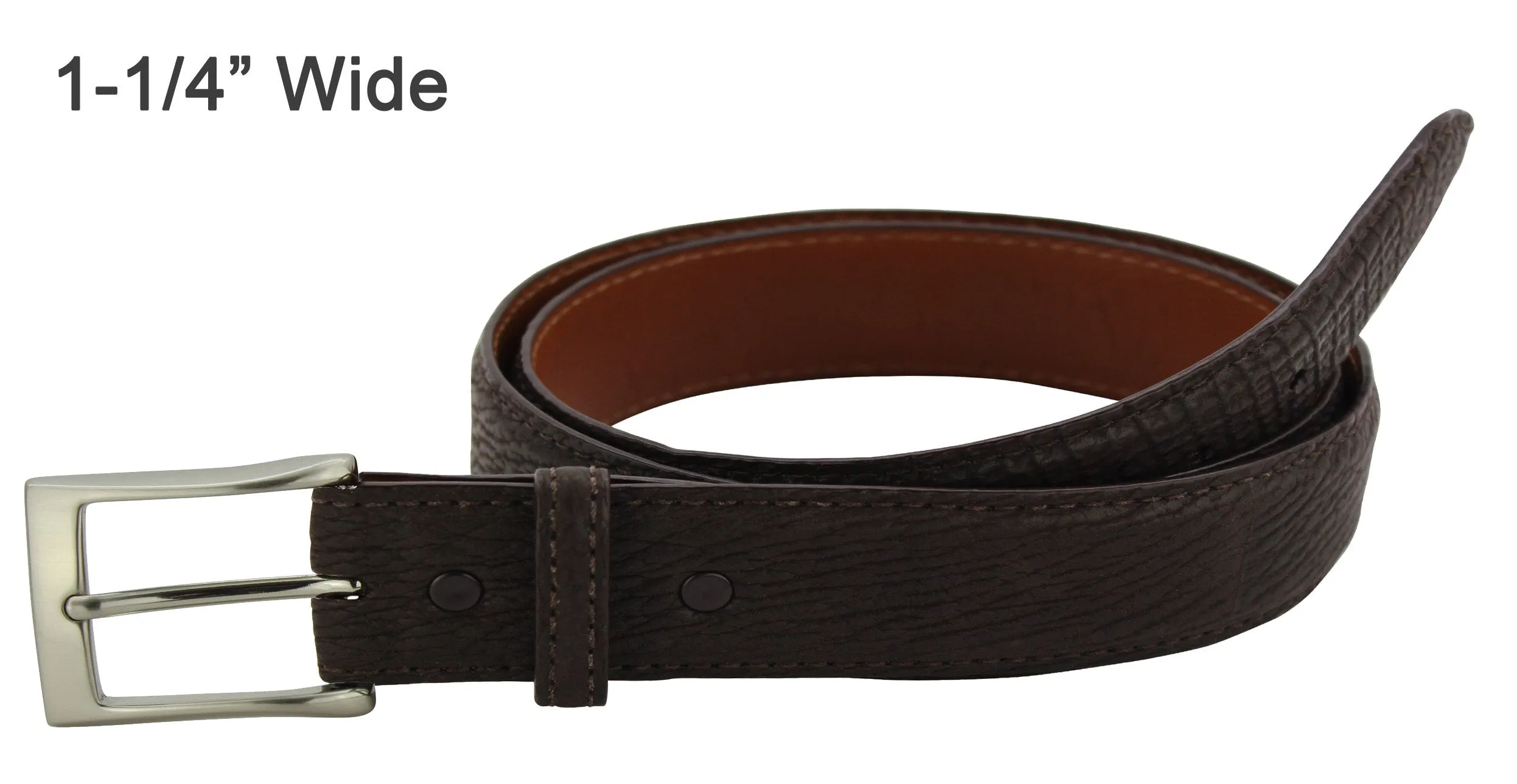 Men's Brown Shark Designer Full Grain Leather Belt **Made To Order Allow 5 To 6 Weeks To Ship