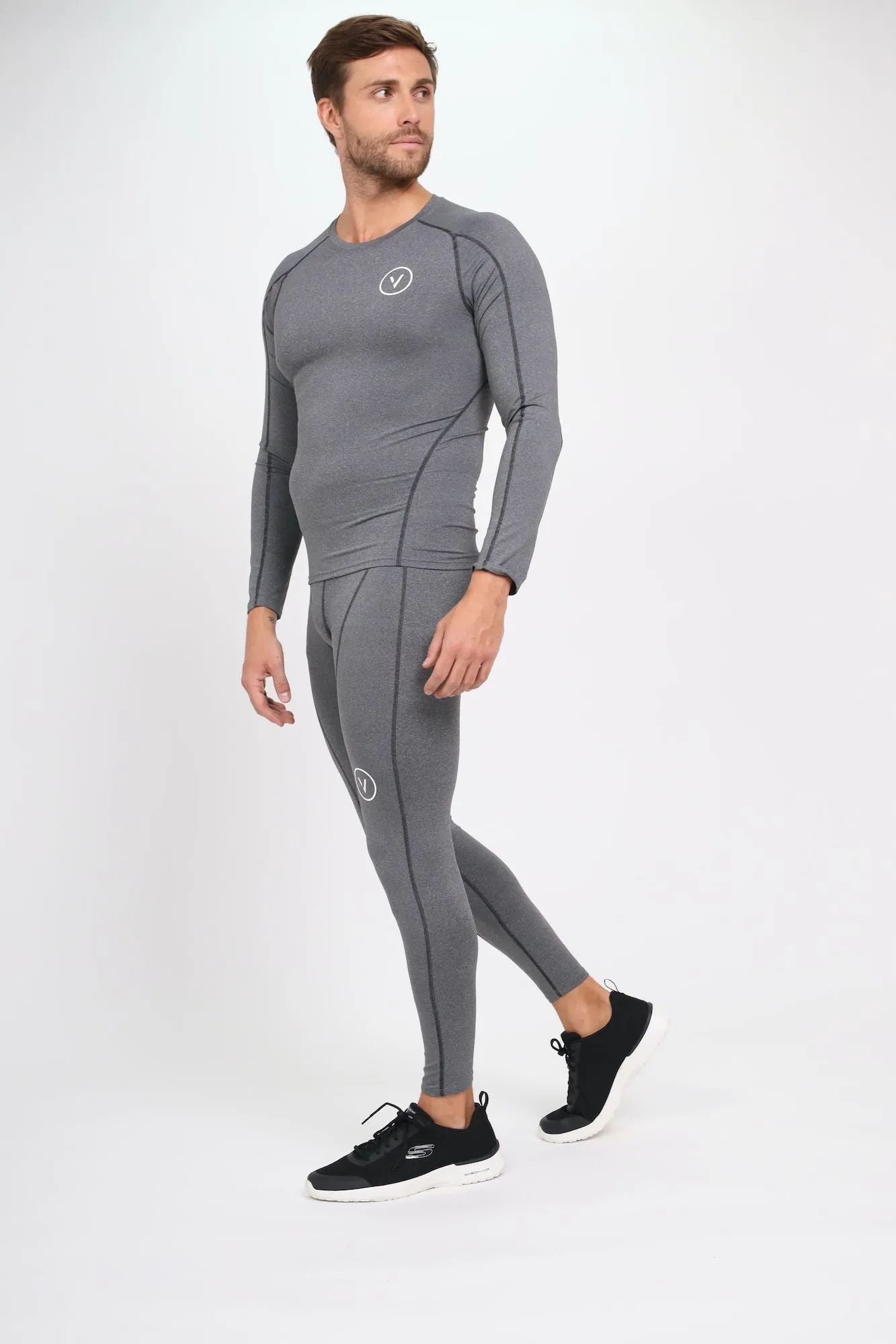 Mens Essential LS Compression Base Layer Silver