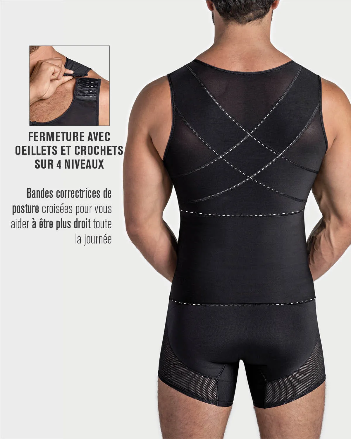 Men’s Firm Shaper Vest with Back Support Front Hook Closure