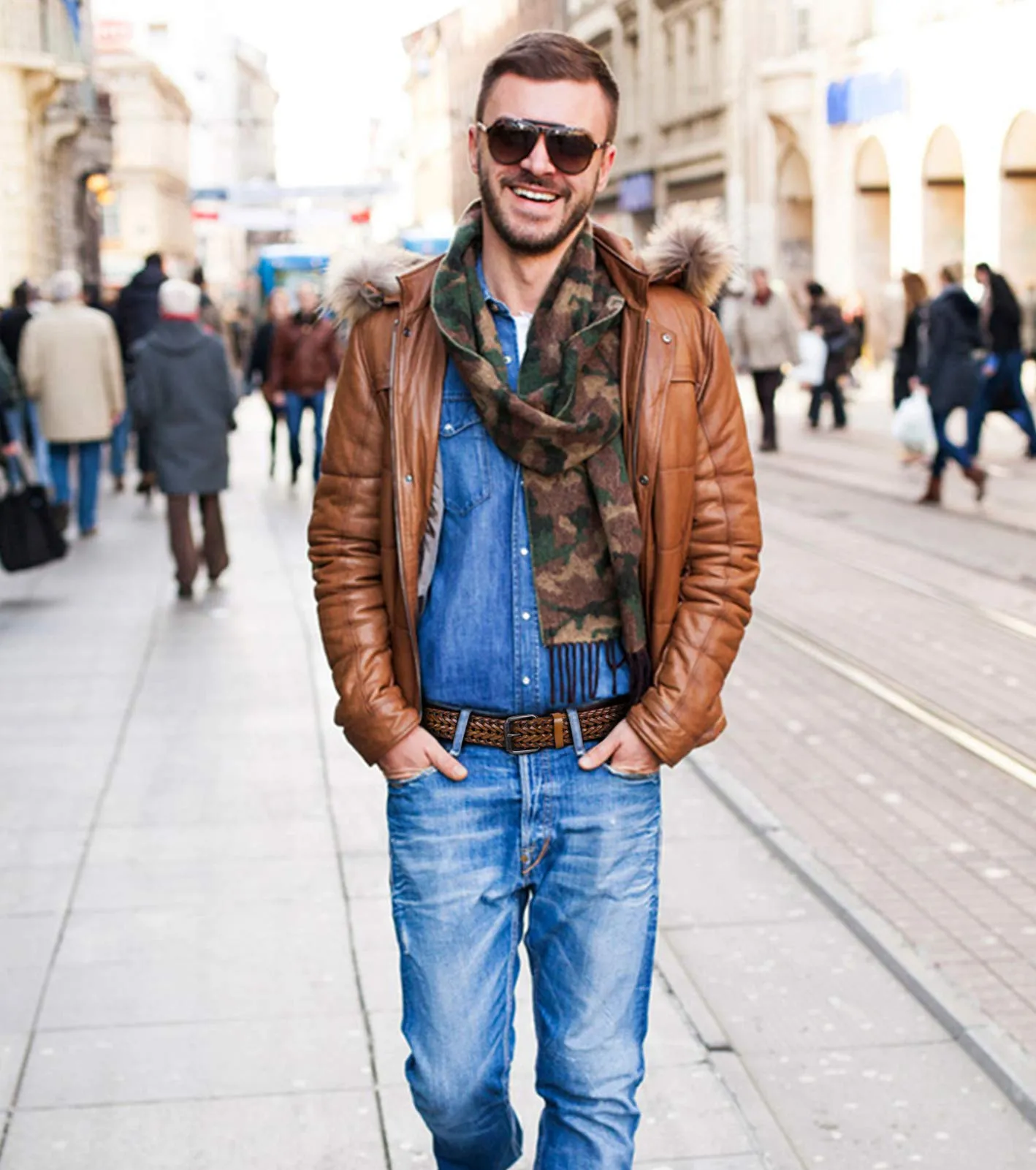 Men’s Leather Braided Belt,  Cowhide Leather Woven Belt for Jeans 1.3 Inch Wide with Prong Buckle