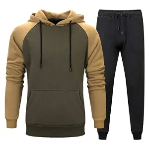 Mens Sweatsuits 2 Piece Tracksuit Sport Wear Outfits Set Athletic Jogging Suit, Hoodie Sweatshirt  Jogger Sweatpants Green