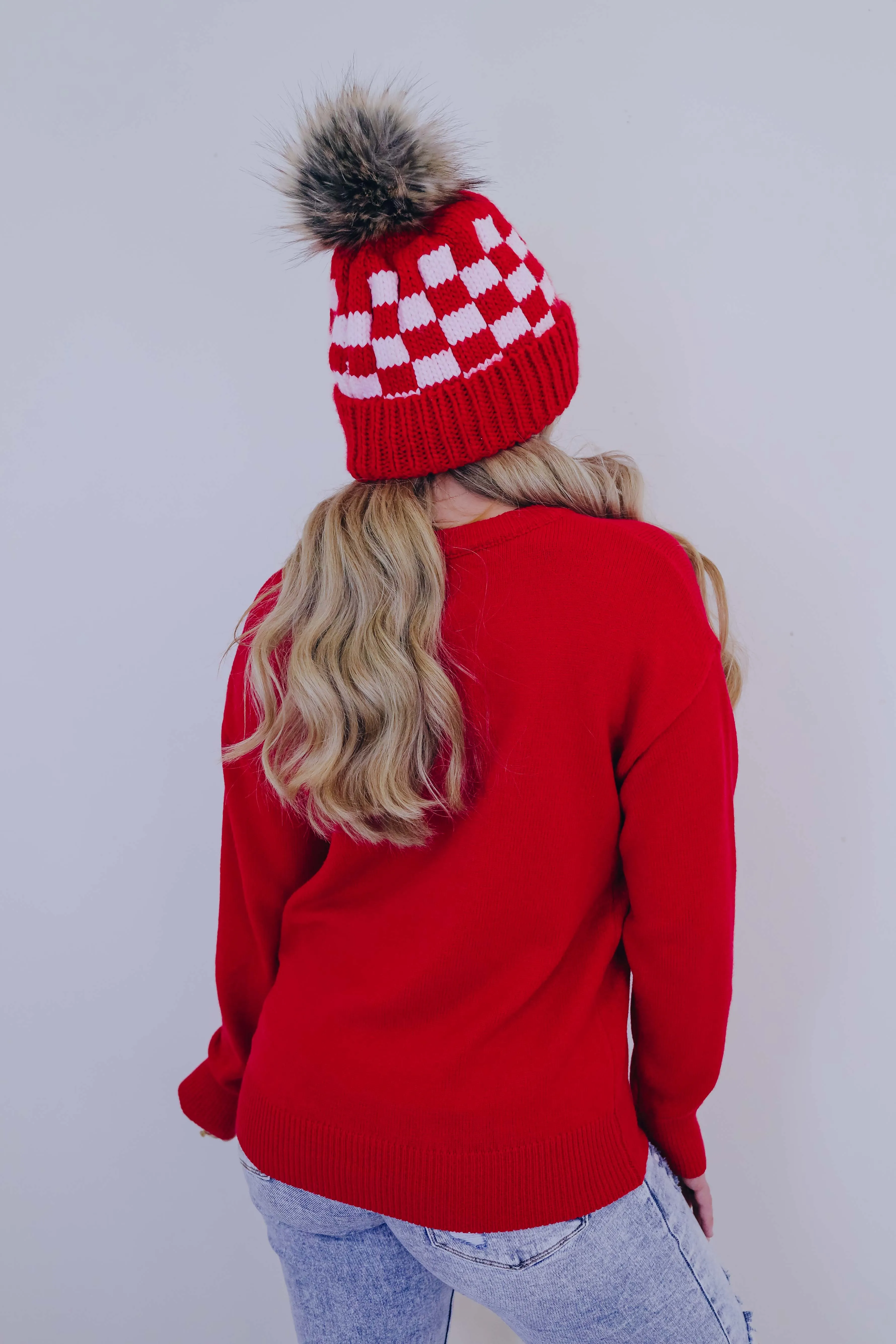 ***Merry Pom Chenille Patch Sweater - 2 Colors SAMPLE