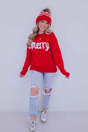 ***Merry Pom Chenille Patch Sweater - 2 Colors SAMPLE