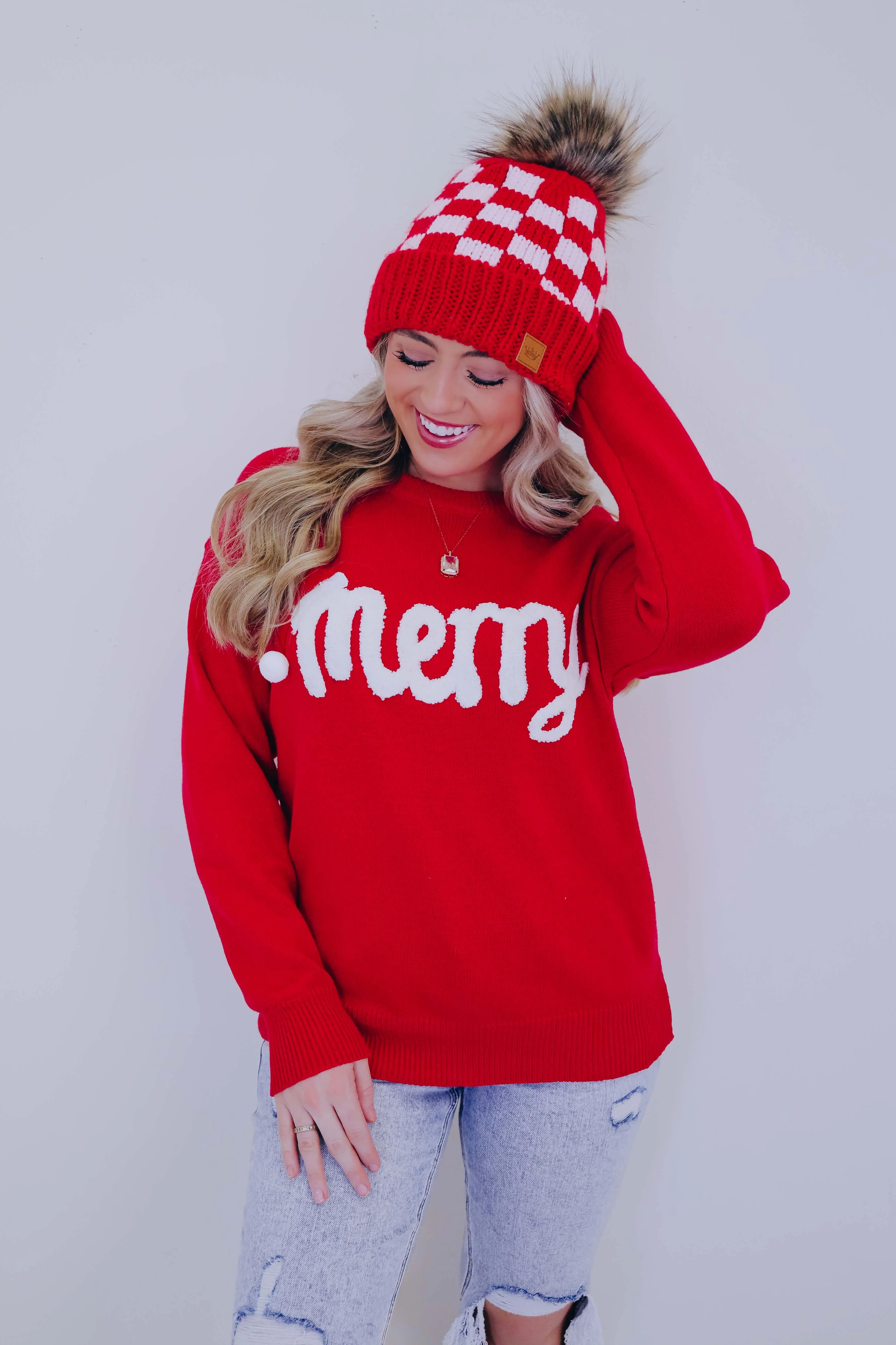 Merry Pom Chenille Patch Sweater - 2 Colors