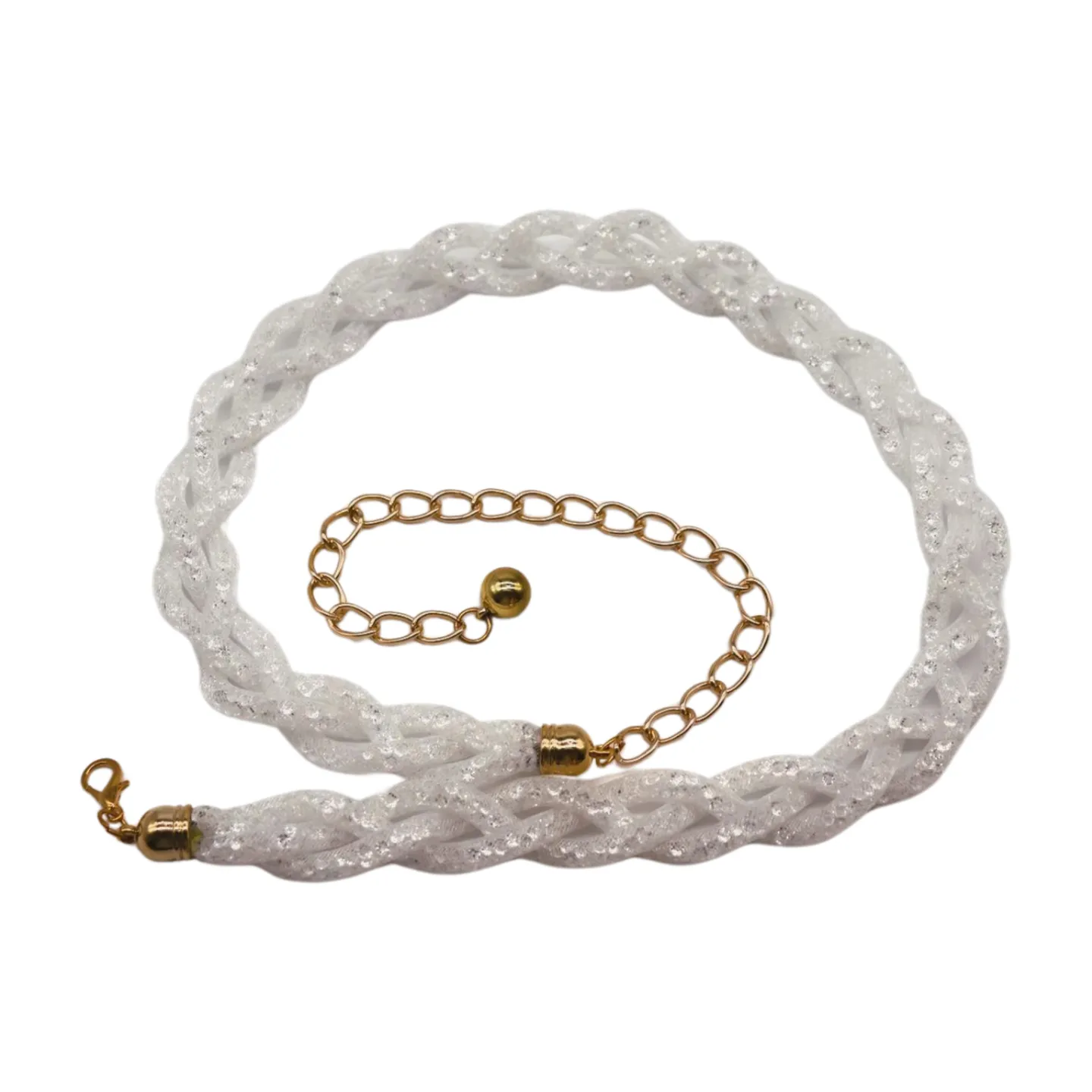 Mesh Braided Sparkly Stone Belt