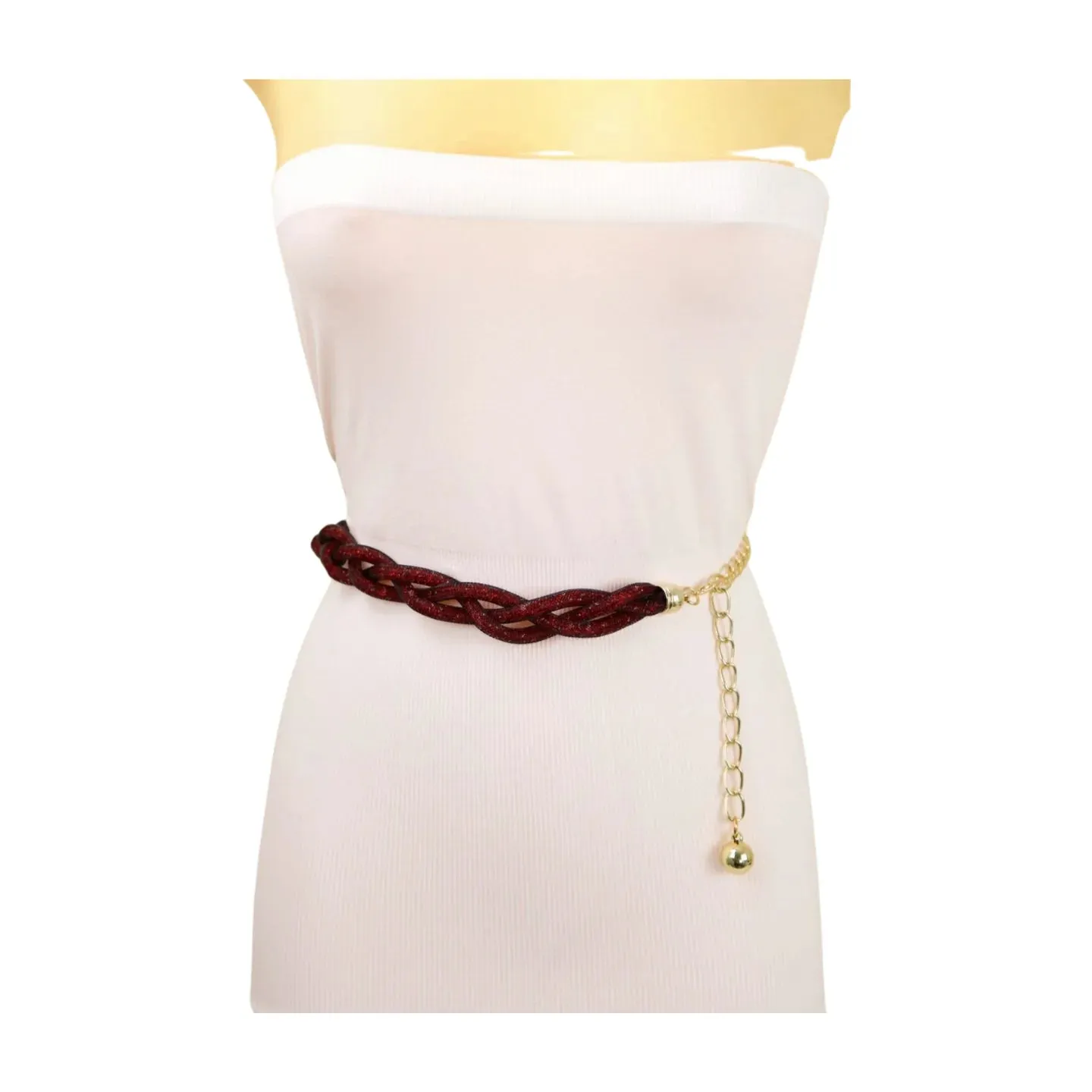 Mesh Braided Sparkly Stone Belt