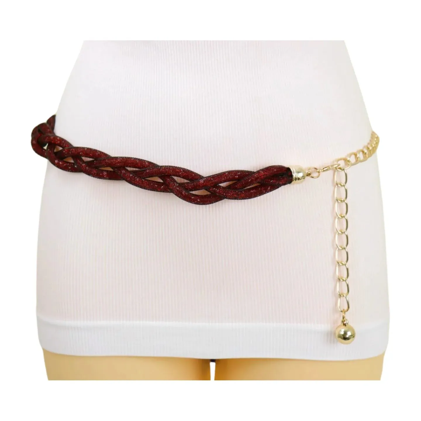 Mesh Braided Sparkly Stone Belt