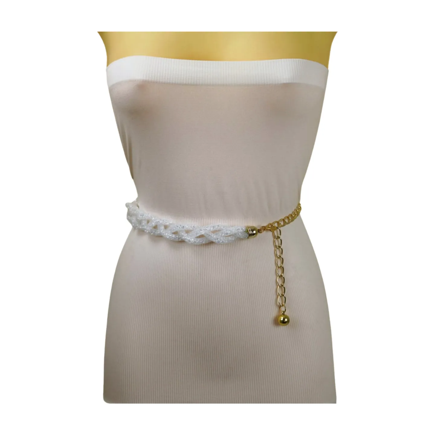 Mesh Braided Sparkly Stone Belt