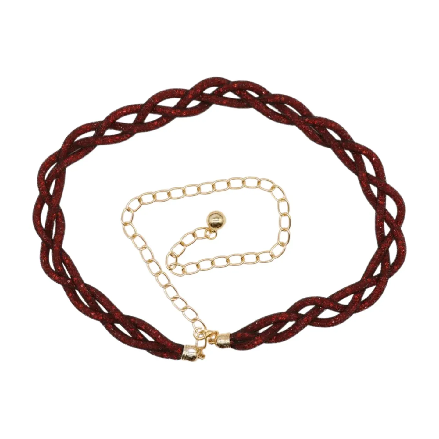 Mesh Braided Sparkly Stone Belt