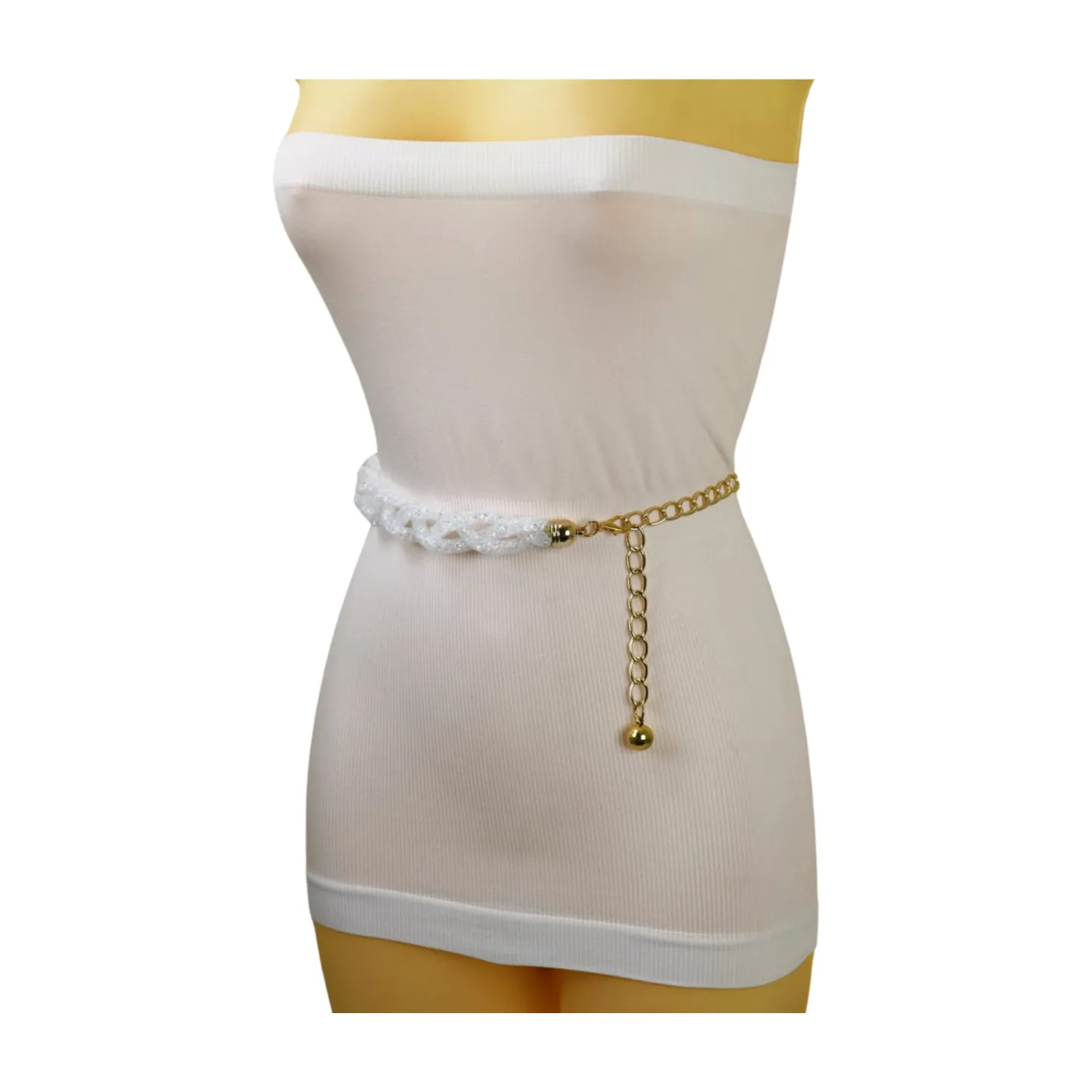 Mesh Braided Sparkly Stone Belt